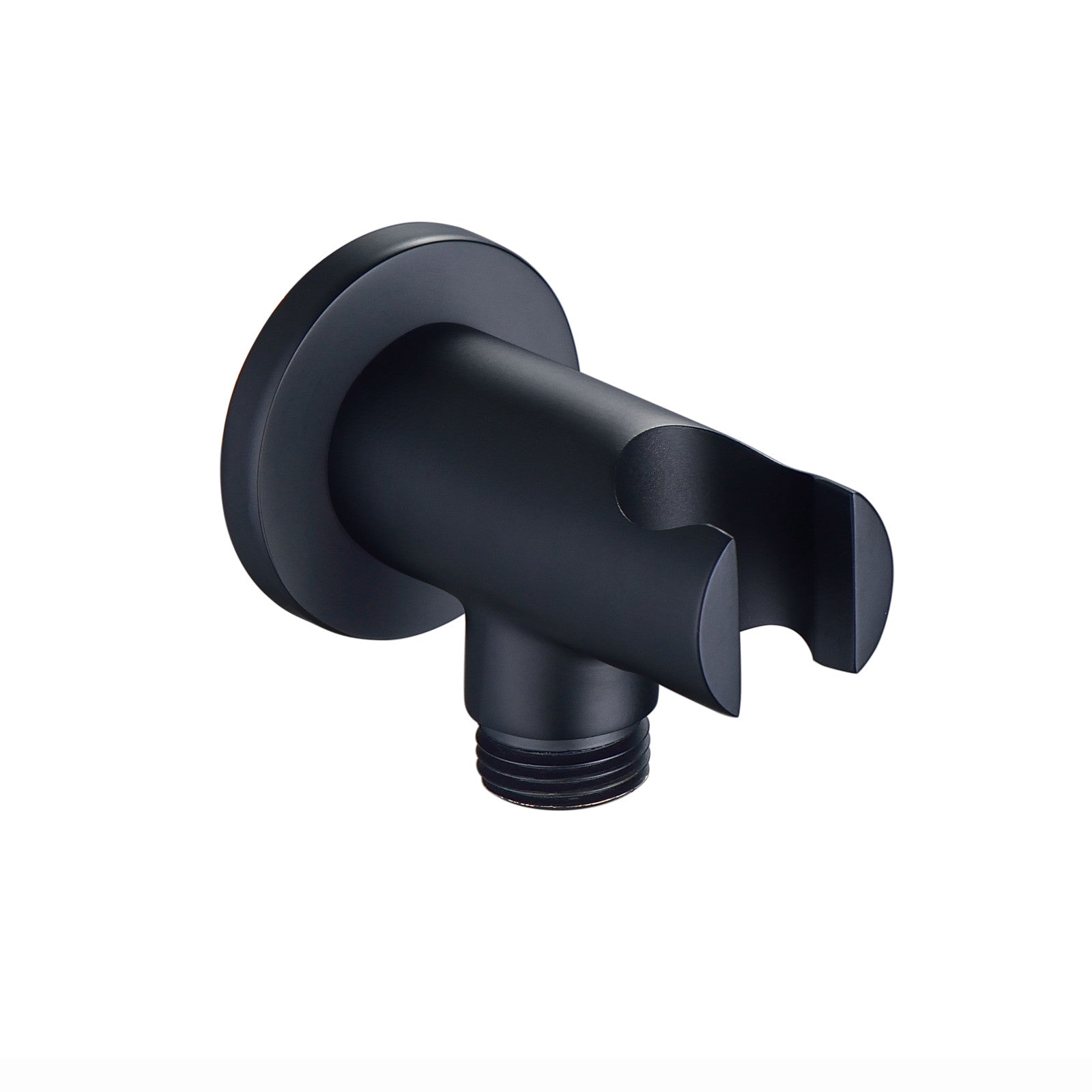 Round shower outlet elbow with holder for handheld shower head - matte black - Showers